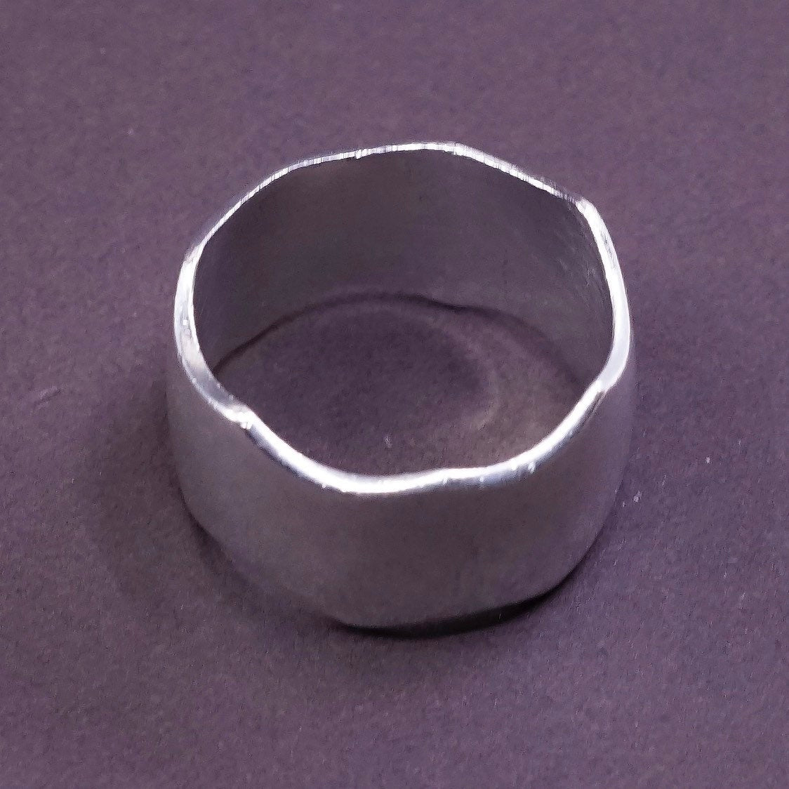 sz 12.5, vtg sterling silver handmade ring, 925 wide band, Stamped 925 mexico