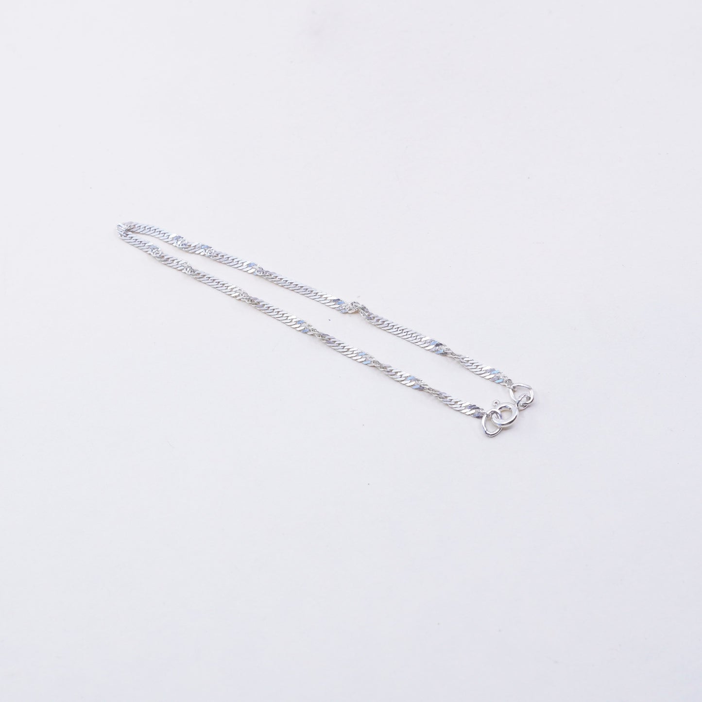 6.75”, 2mm, Vintage sterling silver bracelet, twisted curb link bracelet