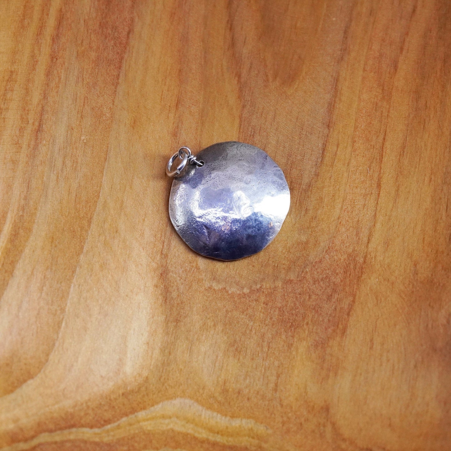 Vintage Sterling silver handmade pendant, 925 disc with pearl, silver tested