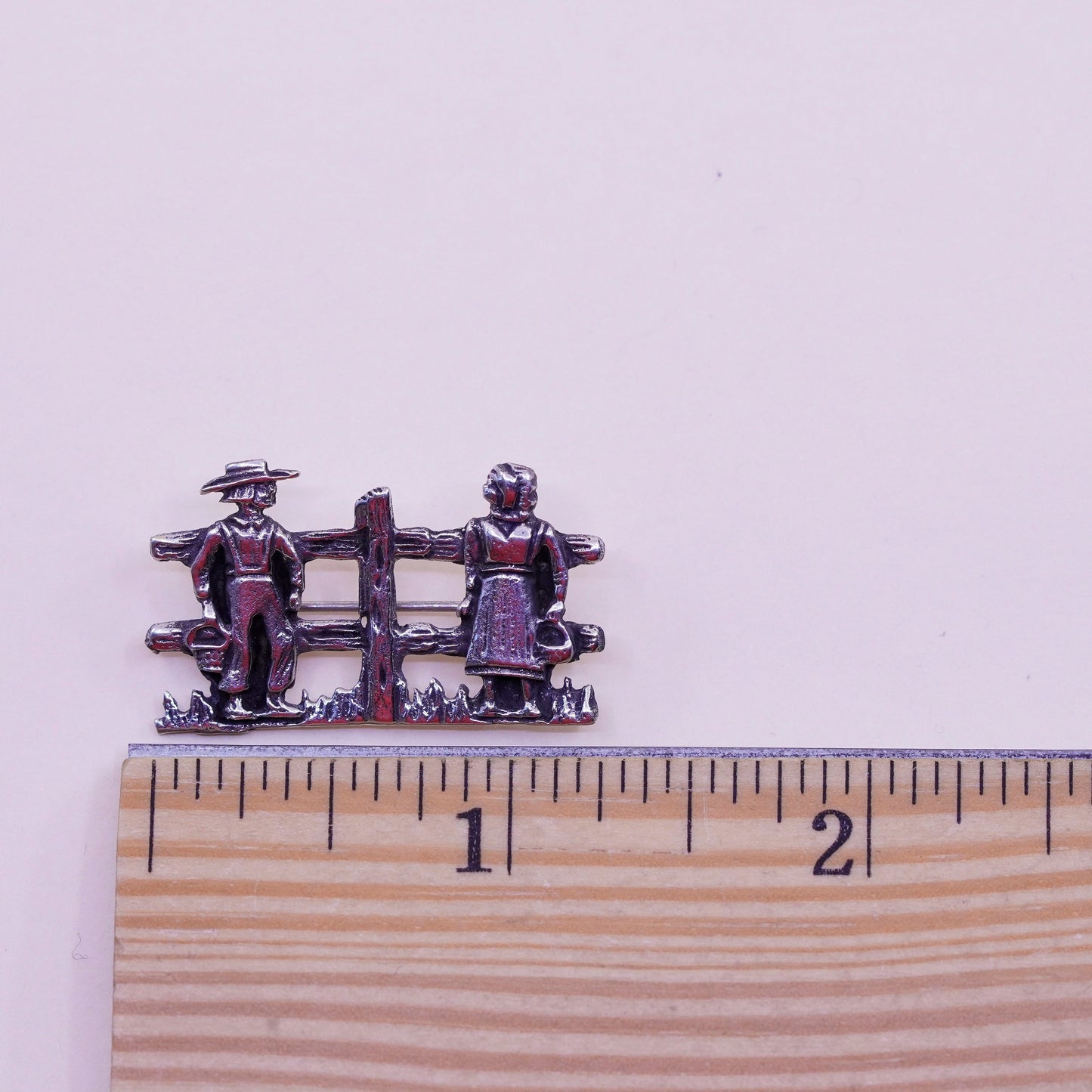 Vintage Sterling silver handmade brooch, 925 farmer pin