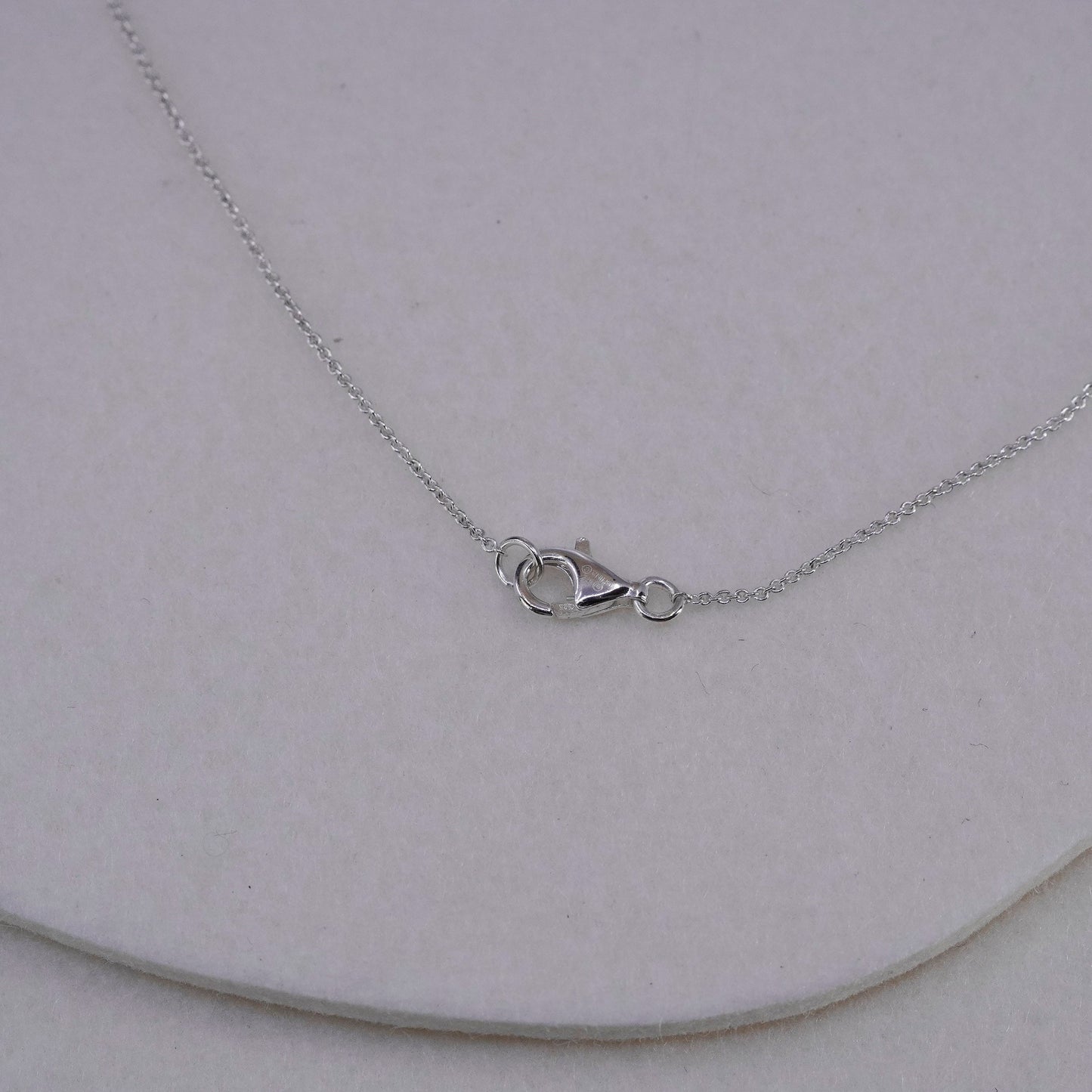 18”, vtg Sterling 925 silver handmade circle necklace with teardrop cz pendant