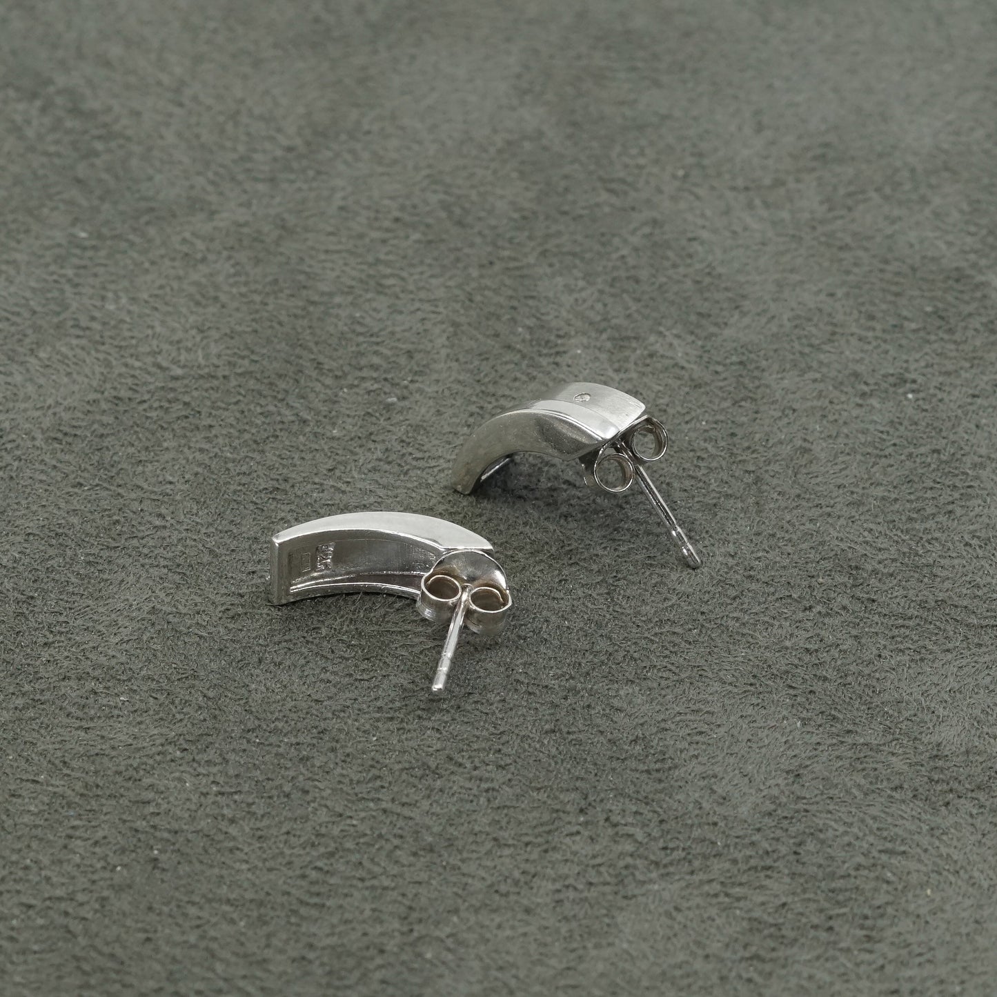 vtg GHA Sterling silver earrings with genuine diamond, modern 925 studs