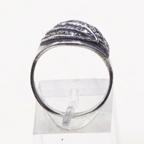 Sz 7, Vtg Sterling Silver Handmade Ring, 925 Silver Band marcasite details
