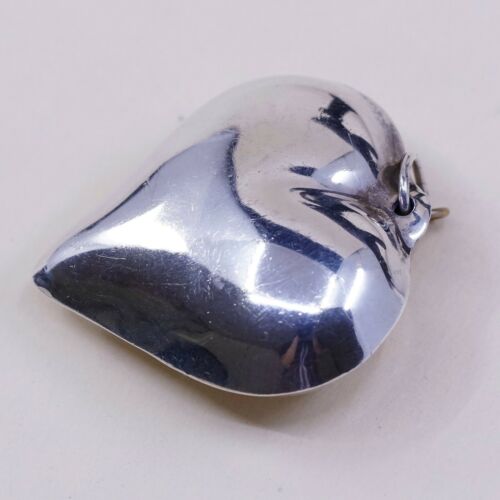 Vintage Sterling Silver Handmade Pendant, Huge Heart Pendant, Silver Tested