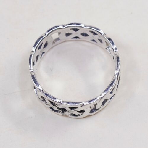 Sz 12.5, Vtg Sterling Silver Handmade Ring, 925 Silver Band W/ Irish Celtic Knot