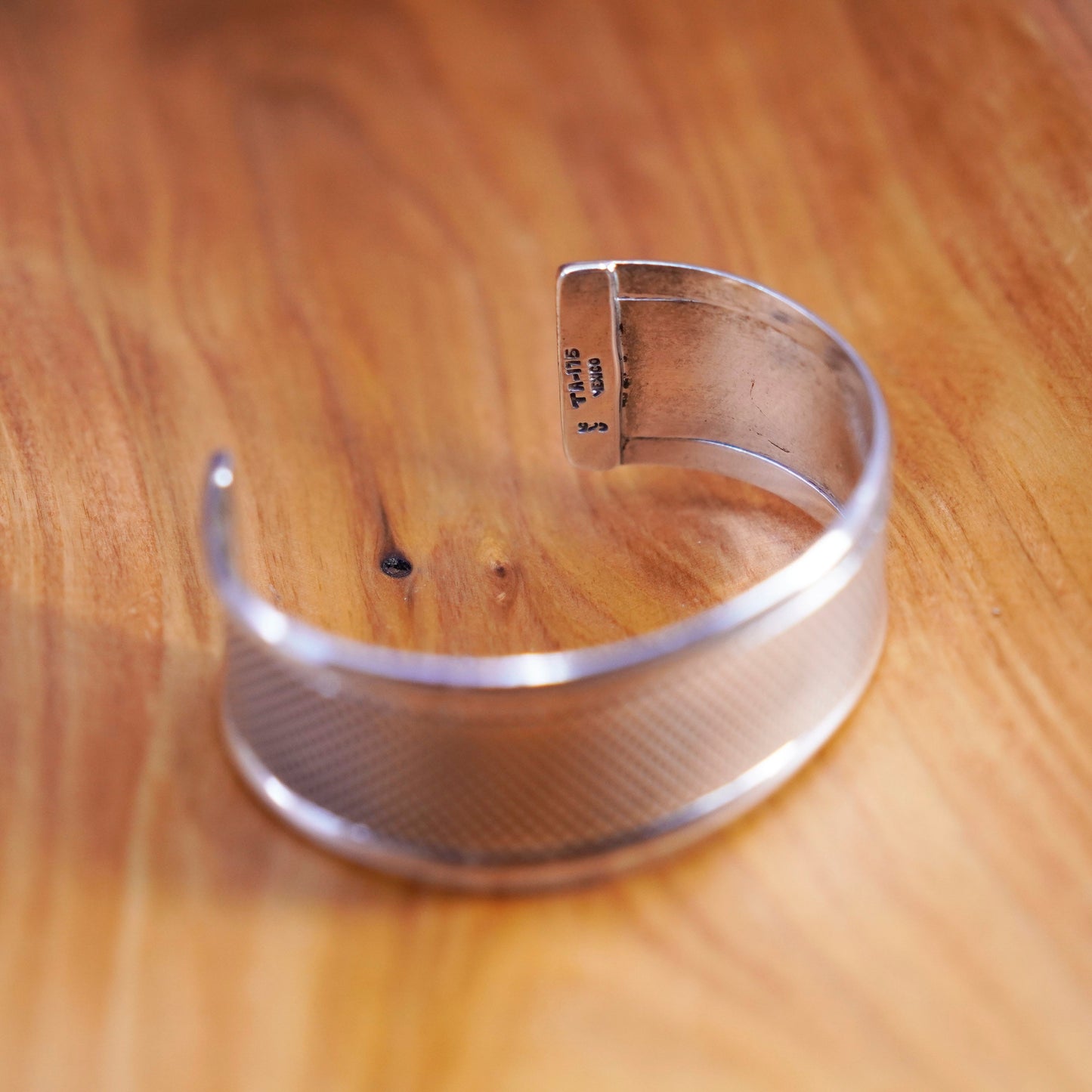 7”, Vintage Mexico Sterling silver handmade bracelet, textured 925 cuff