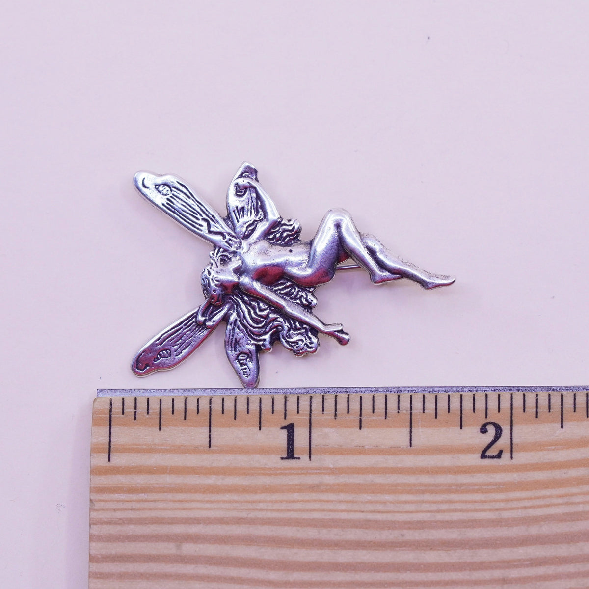 Vintage Sterling silver handmade brooch, 925 fairy pin