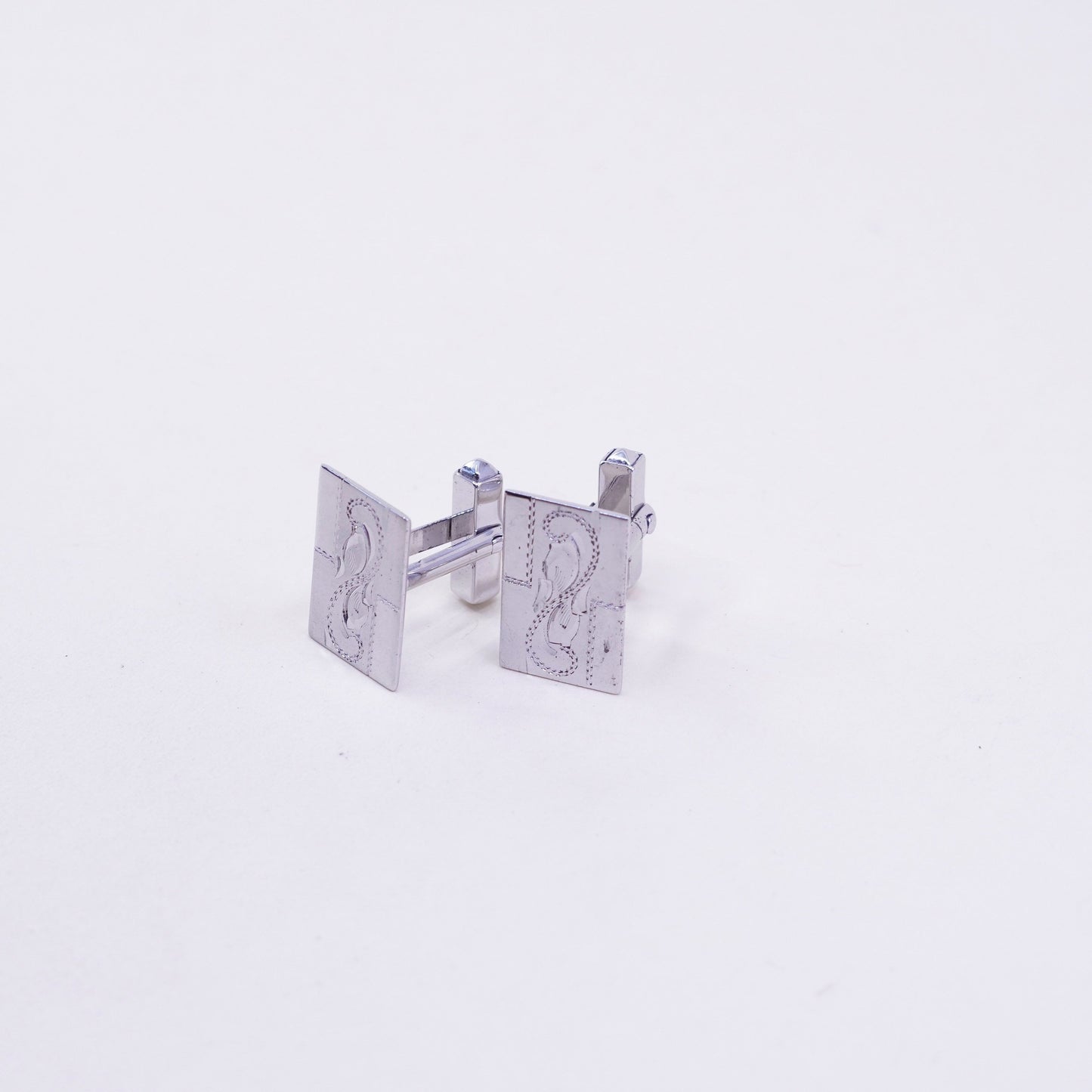 Vintage modern textured sterling silver cuff link, 925 cufflink
