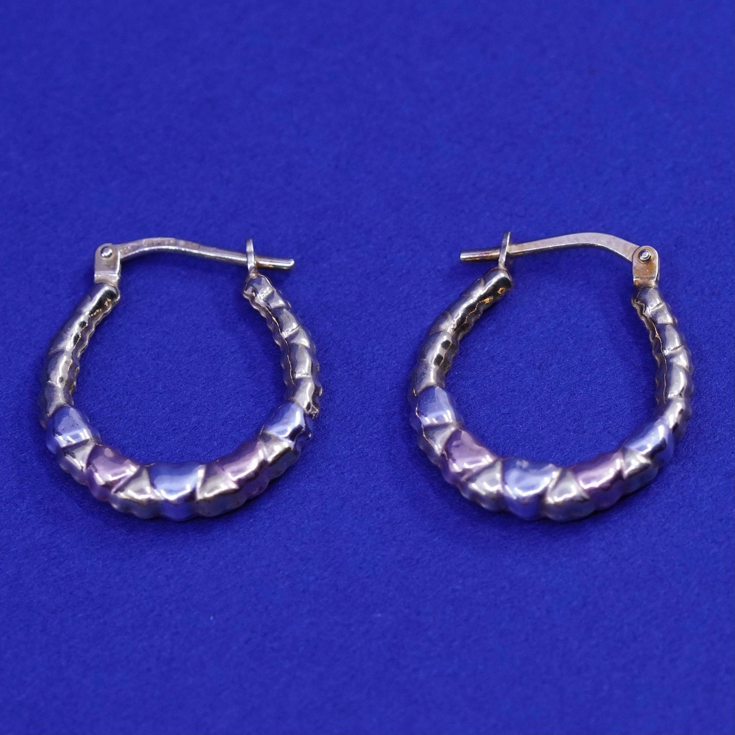 0.75”, vintage Jordan vermeil gold Sterling 925 silver handmade hoop earrings