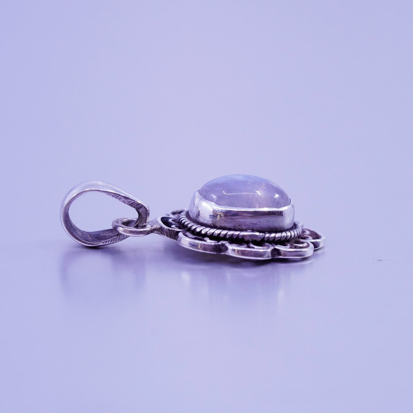 antique sterling 925 silver handmade pendant with blue moonstone