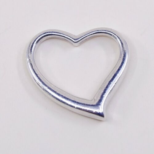 Vintage Italy Sterling Silver Heart Pendant, Solid 925 Silver Charm