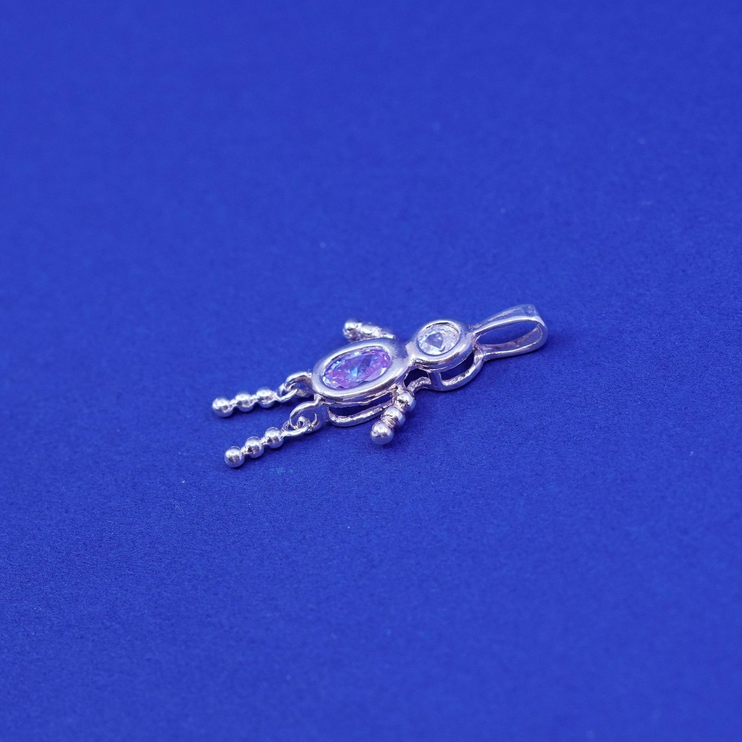 Sterling silver handmade birthstone pendant, 925 boy figure with amethyst