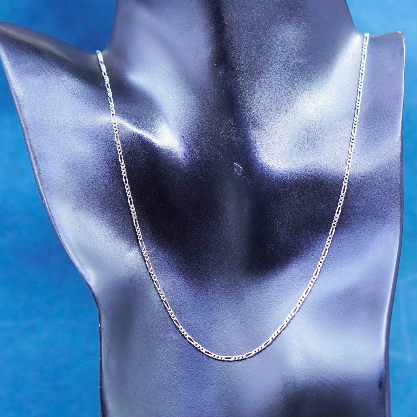 18”, 1.6mm, vintage Sterling silver handmade necklace, 925 Figaro chain