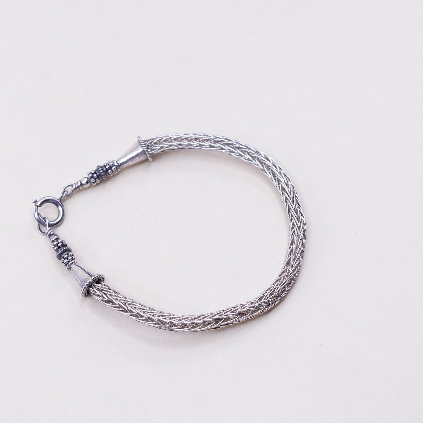 7”, 5mm, Vintage sterling silver handmade bracelet, 925 wheat chain