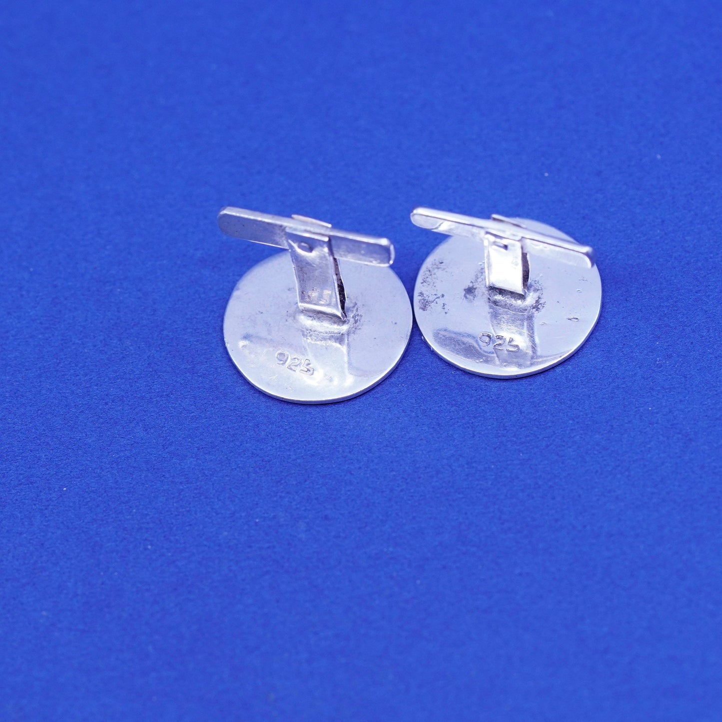 sterling silver Handmade cufflinks, antique Mexico round flower 925 cuff links