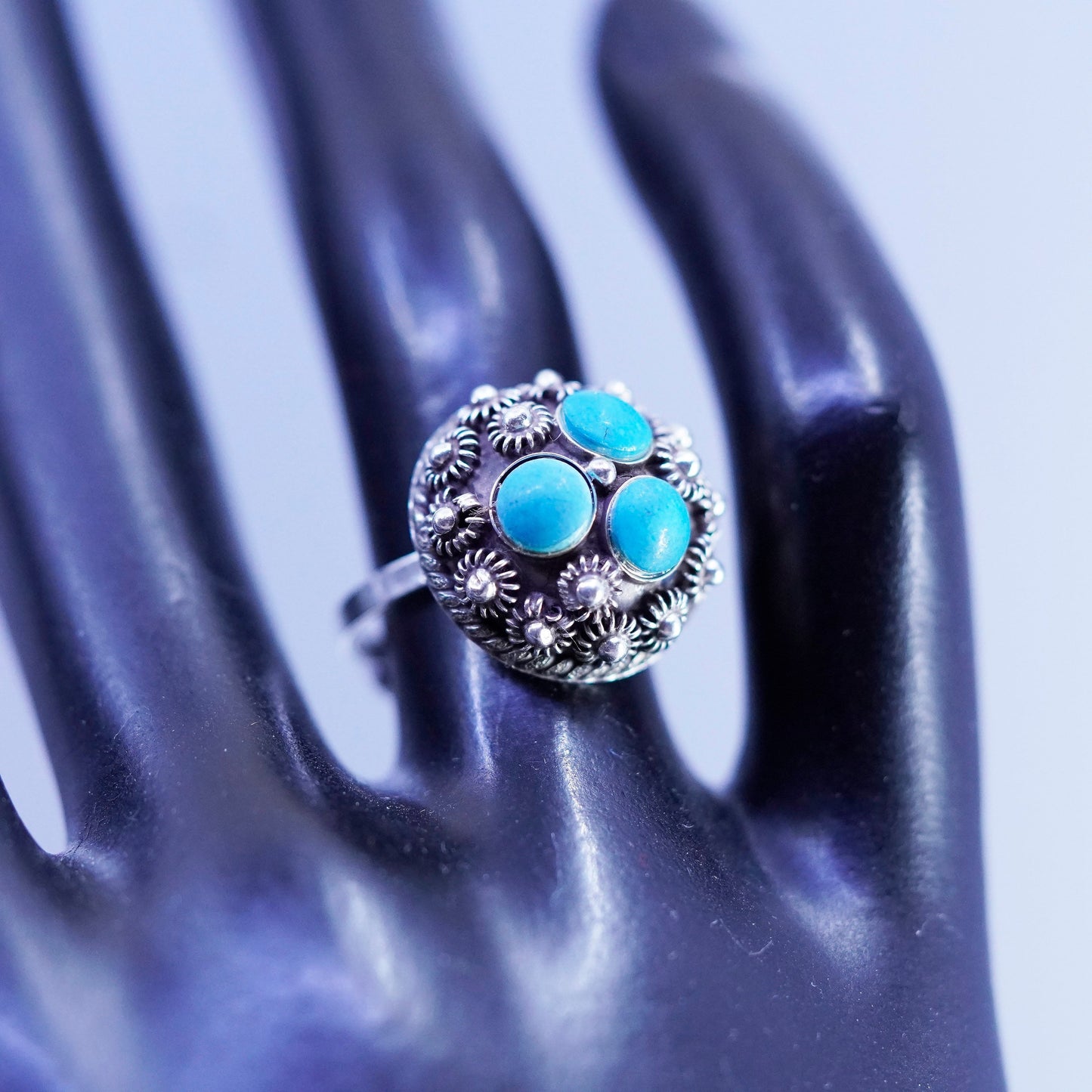 vtg Native American Navajo Frank Bowman sterling 925 silver ring turquoise