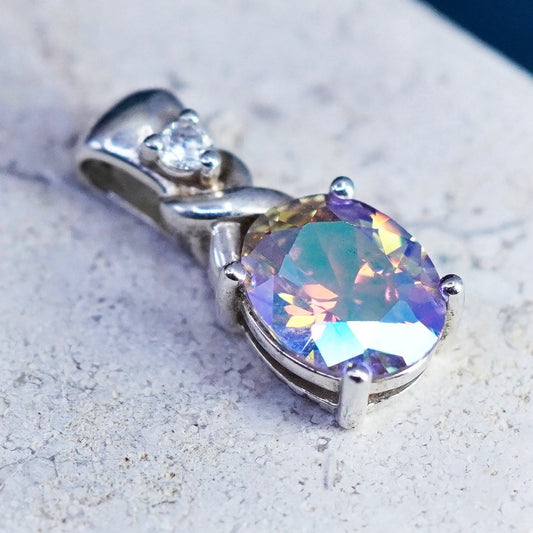 vintage Sterling 925 silver handmade pendant with crystal