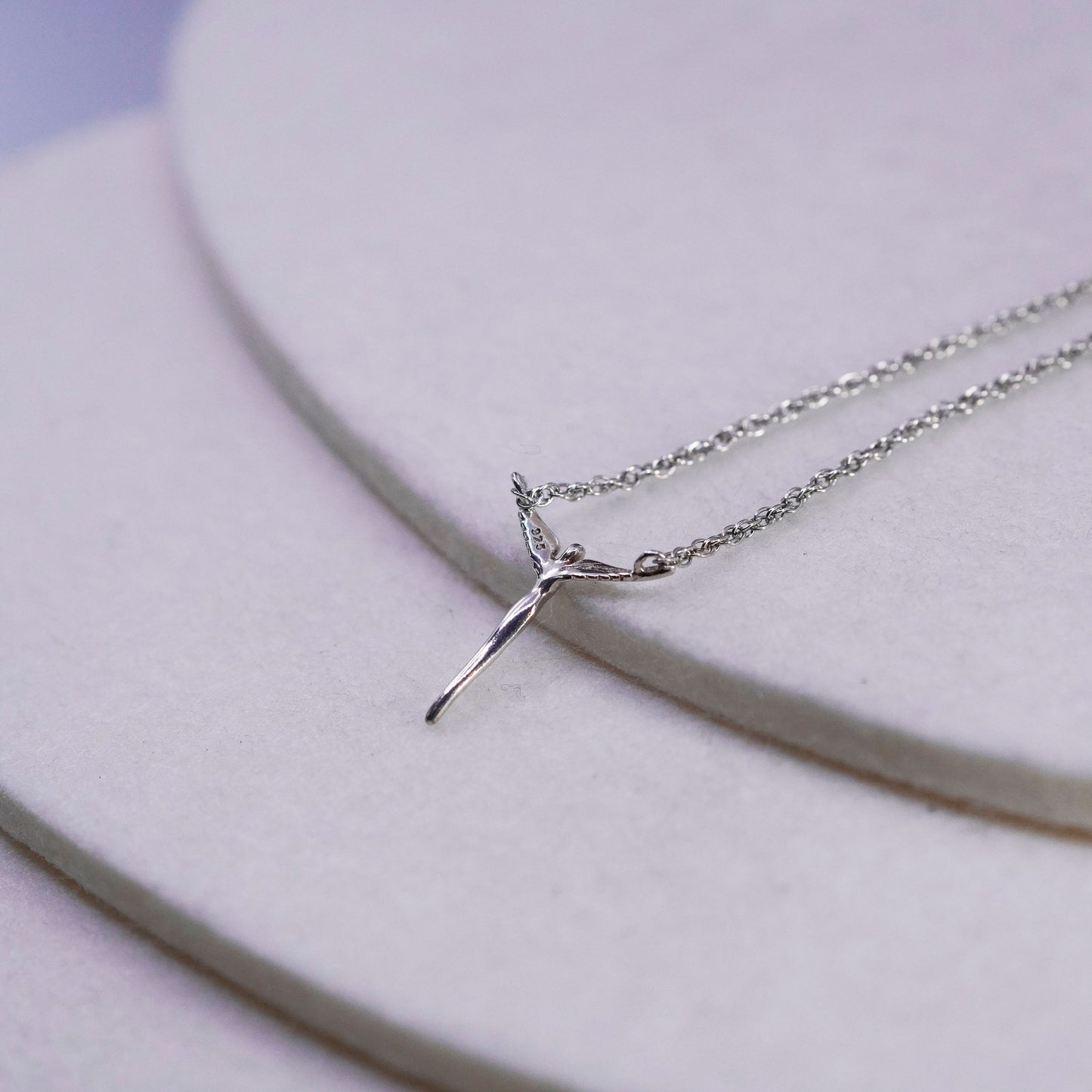 17”, Lavaggi Sterling Silver 925 Angels Of Reconciliation Necklace Cross LJD2