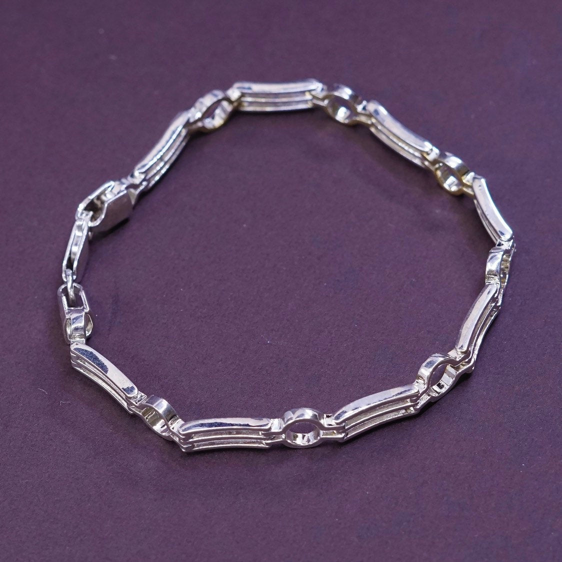 7", two Tone modern Sterling silver handmade tennis bracelet, 925 chain