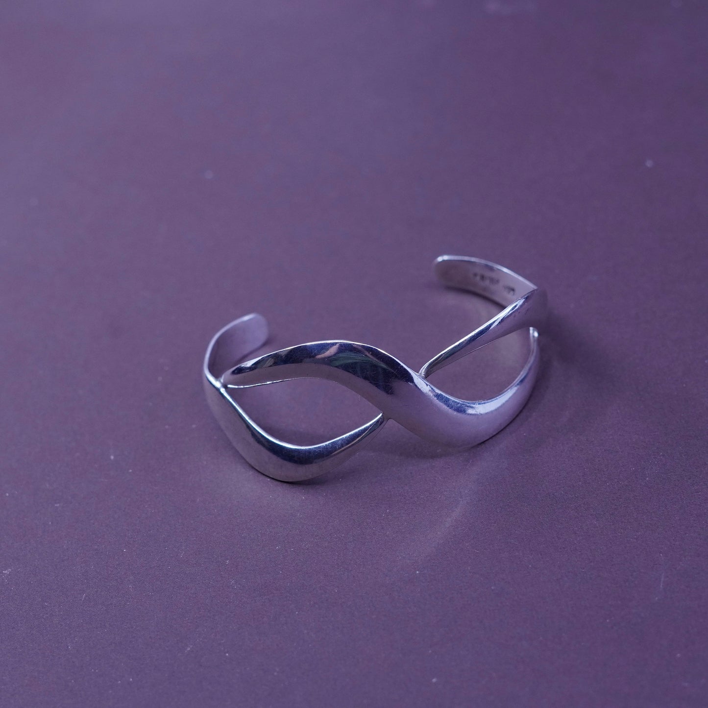 6.75”, Vintage Sterling silver handmade bracelet, 925 twisted cuff