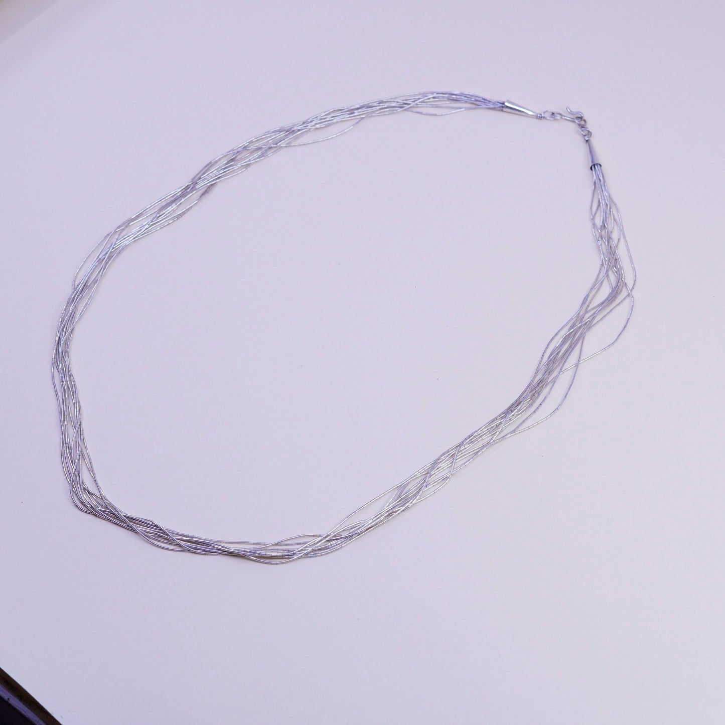 24”, liquid Sterling 10 strands necklace, Native American 925 liquid silver