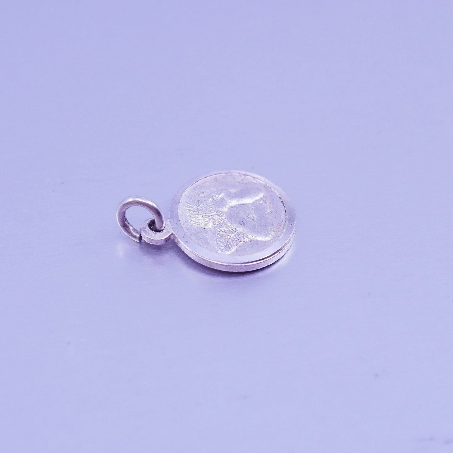 Antique Sterling silver handmade charm, 925 Angel pendant