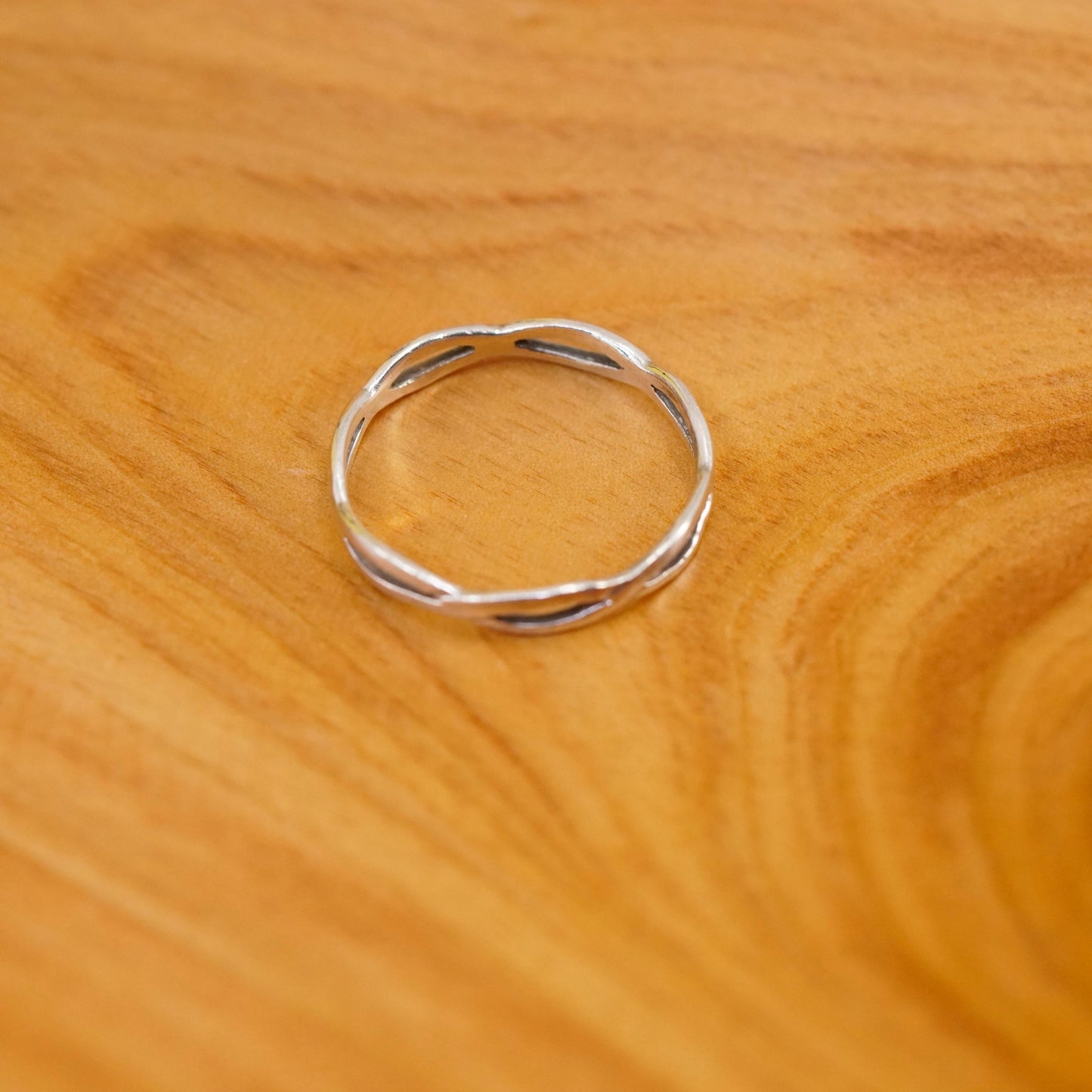 size 9.25, vintage Sterling silver handmade ring, 925 entwined band