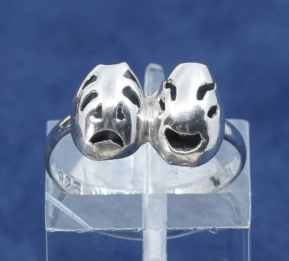 sz 5.5, vtg sterling silver handmade ring, 925 Smile Now Cry Later Ring