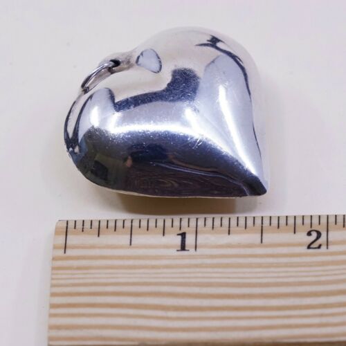 Vintage Sterling Silver Handmade Pendant, Huge Heart Pendant, Silver Tested