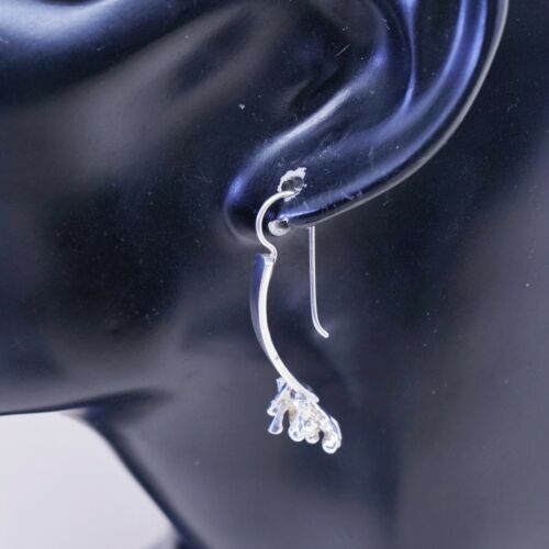 Vtg Modern Sterling Silver Handmade Earrings, Extra 925 Beads Dangles