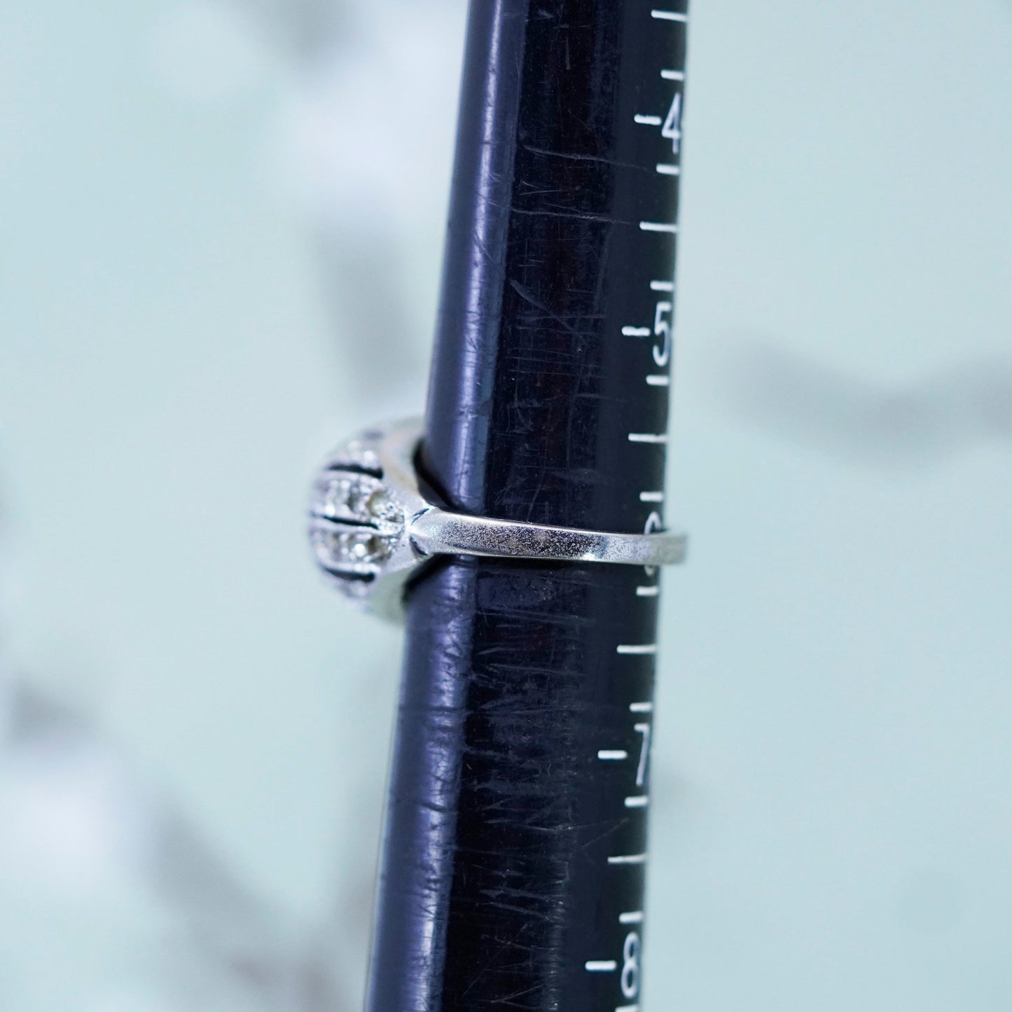 Size 6, vintage handmade jewelry, sterling 925 silver cluster crystal band ring