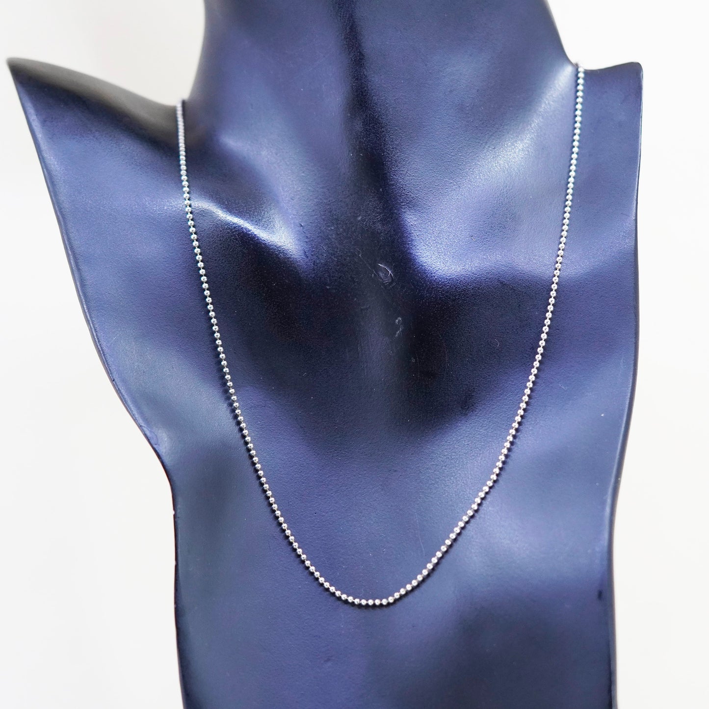 18”, 1mm, Vintage sterling silver beads chain, 925 necklace