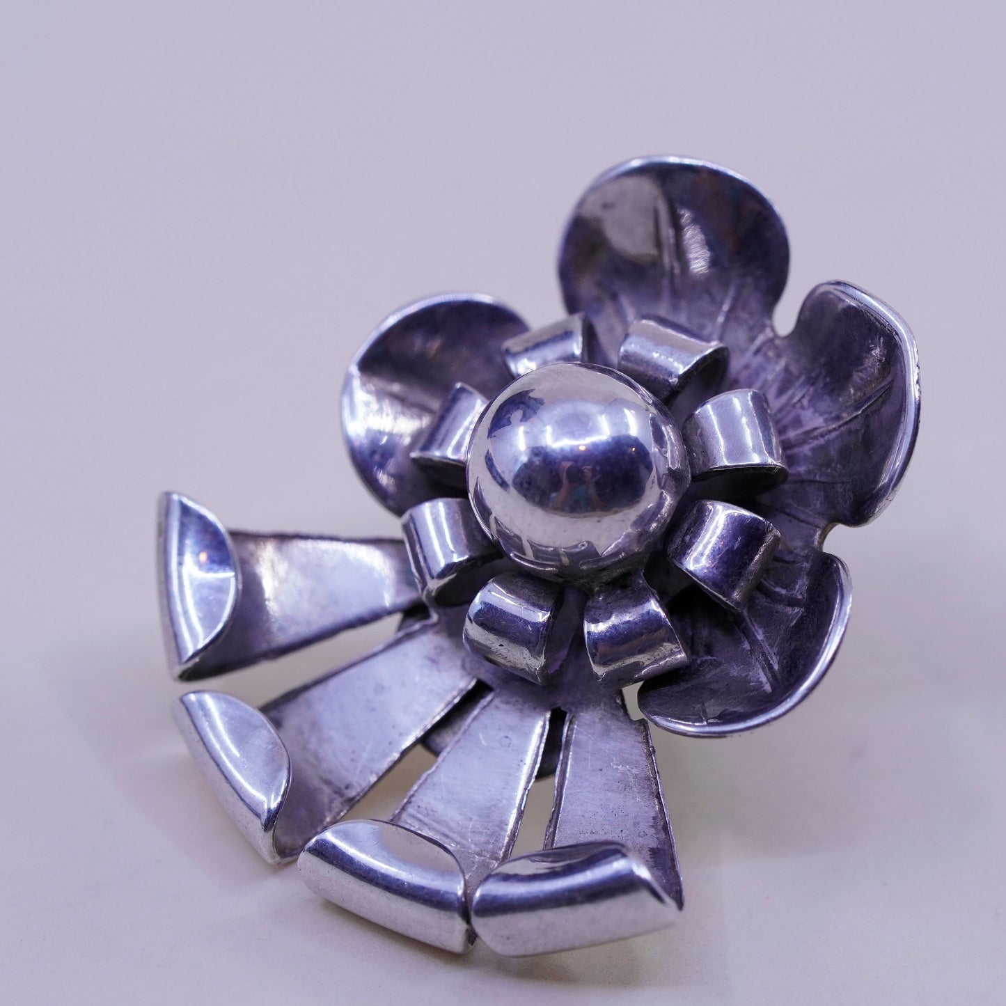 Vintage Sterling 925 silver handmade earrings, flower studs