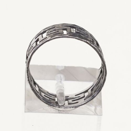 Sz 6.5, Vtg Sterling Silver Handmade Ring, 925 Silver Band W/ filigree swirl