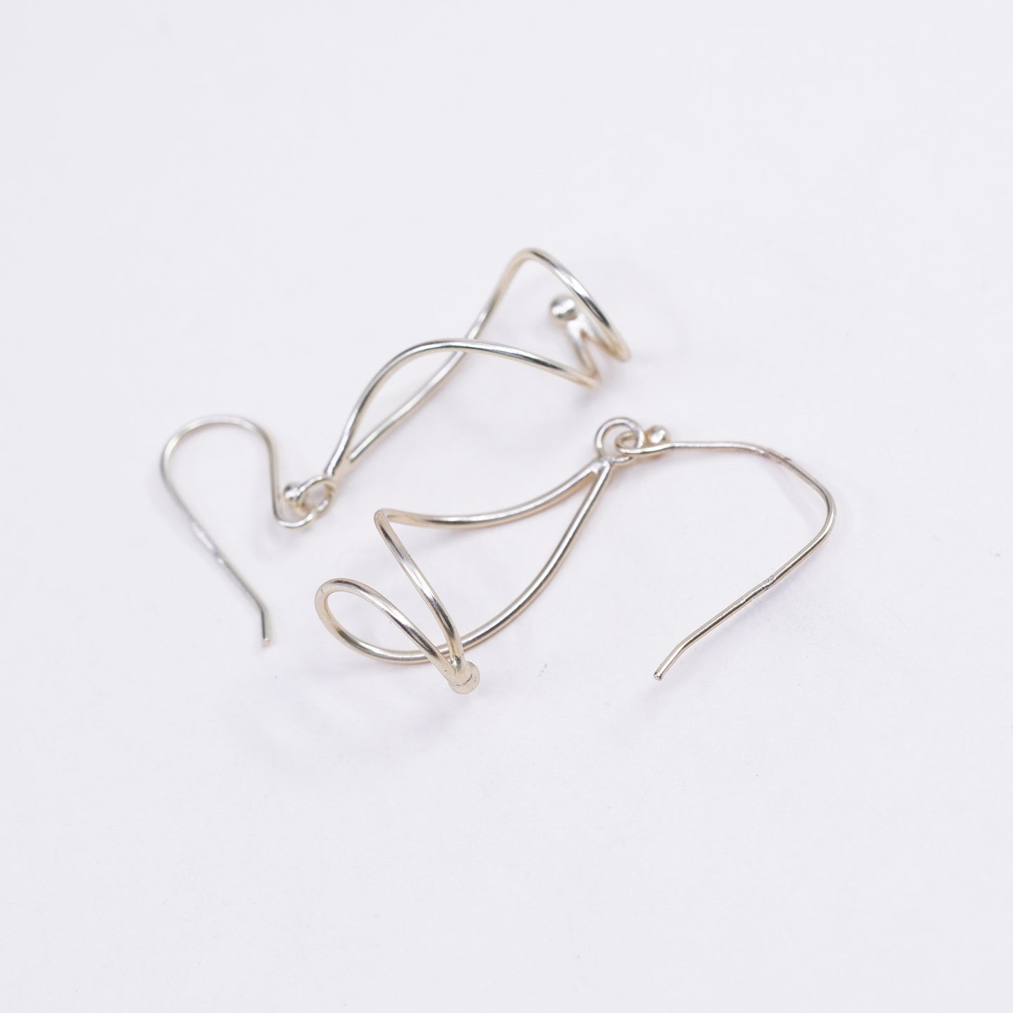 Vintage vermeil gold over sterling silver earrings, 925 twisted dangles