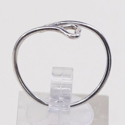 Size 7, Vtg Sterling Silver Handmade Ring, 925 Silver Band W/ Double Heart