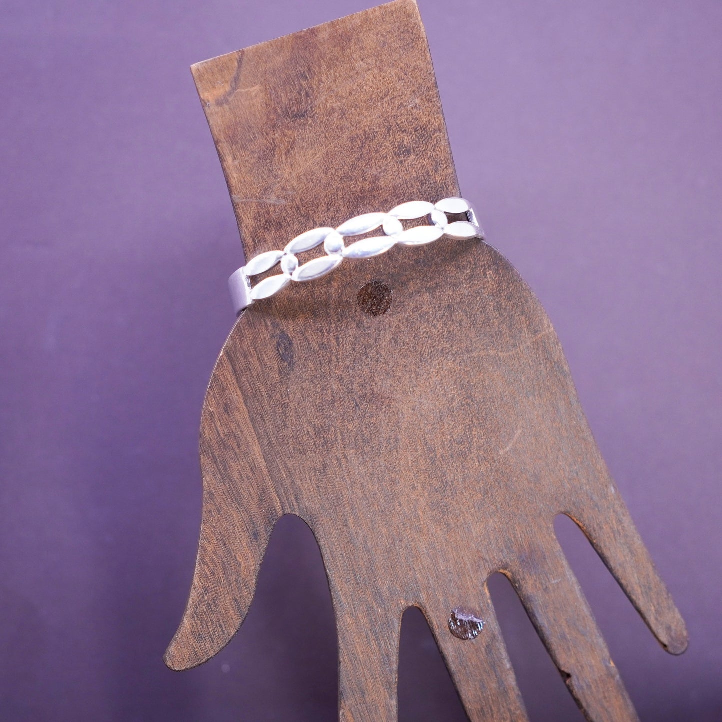 6.75”, Vintage Sterling silver handmade bracelet, 925 chain cuff