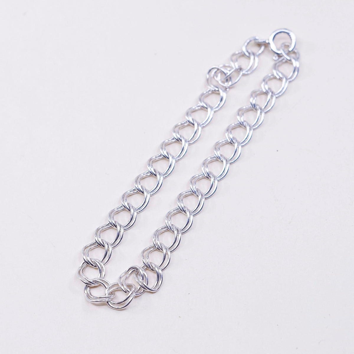 7”, 6mm, Vintage sterling silver double curb bracelet, 925 chain, stamped 925