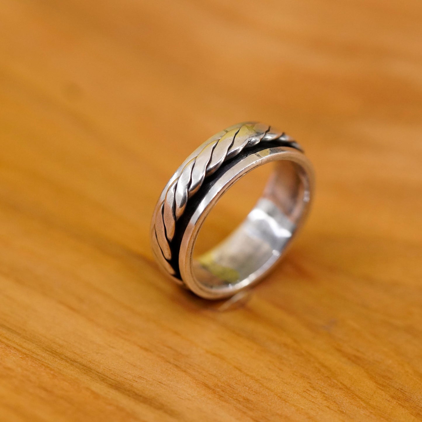 Size 7, vintage Sterling silver prayer ring, 925 spinner band