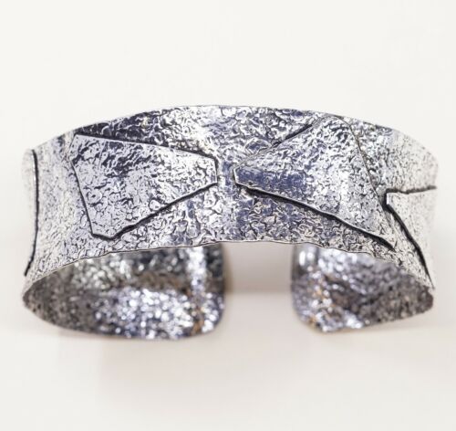 7.5”, Vintage Sterling 925 Silver Handmade cuff, 925 Modern Hammered Bracelet