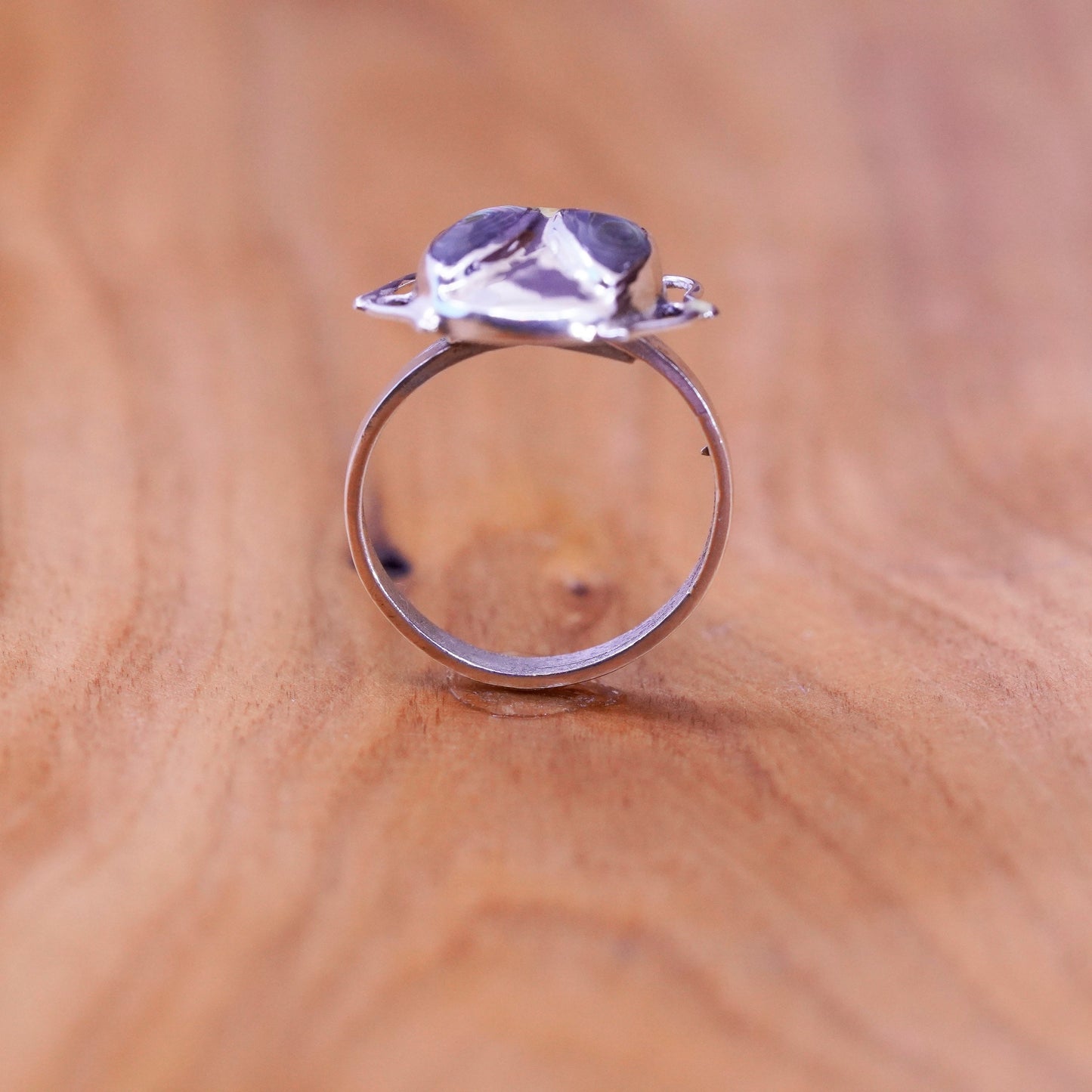 Size 6.25, vintage Mexico sterling silver handmade ring, 925 firefly w/ abalone