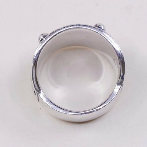 Sz 7.25, Silpada 925 Sterling Silver Handmade Band Ring Embossed Leaves N Beads