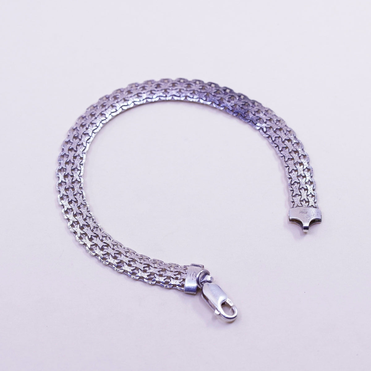 8”, 8mm, Vintage sterling silver bracelet, 925 flatten curb chain