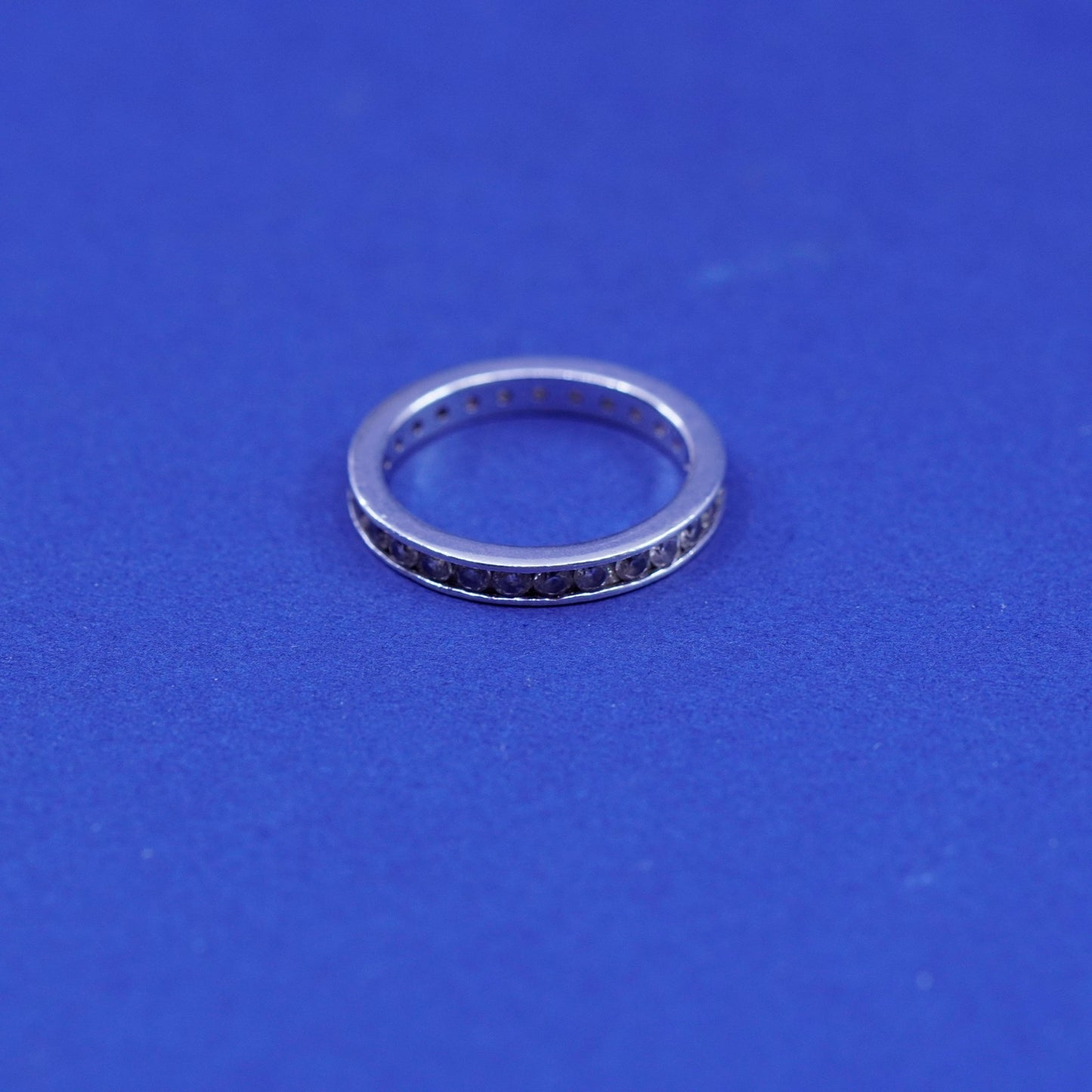 Size 5, vintage Sterling silver engagement ring, 925 band with clear cz inlay