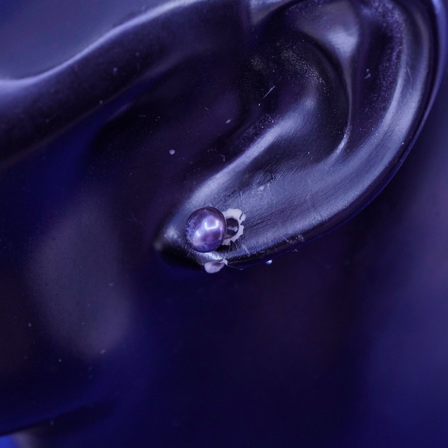 4mm, Sterling 925 silver with black pearl studs earrings