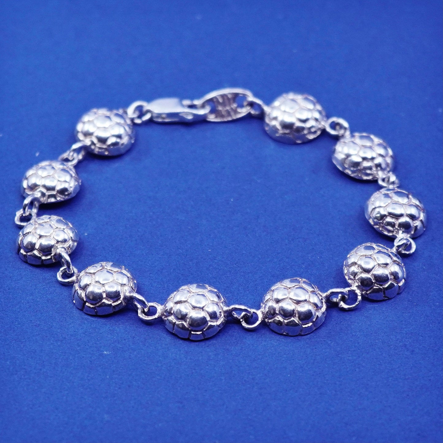 7”, vintage My Way Sterling 925 Silver Volleyball Link Bracelet