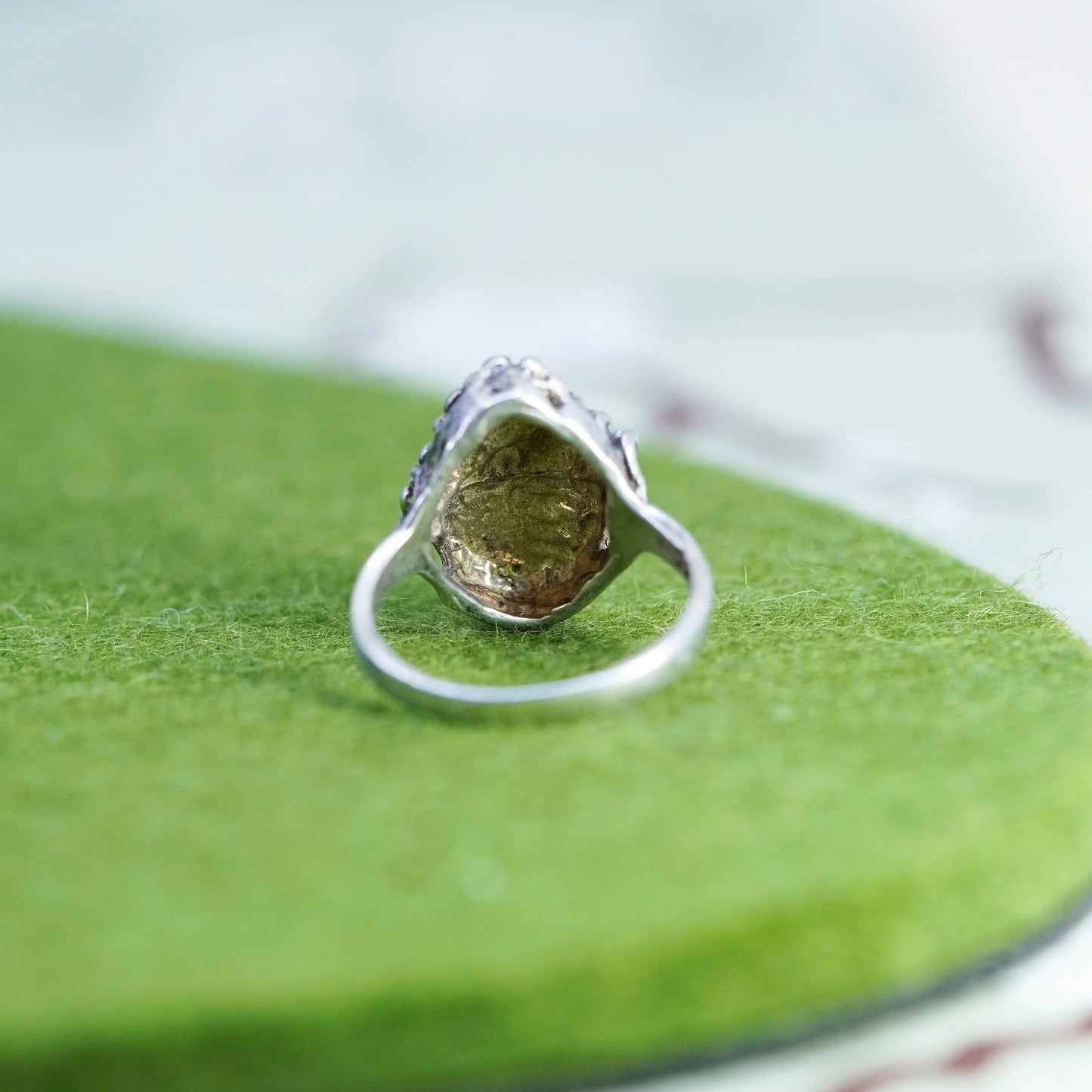 Size 4.5, Sterling silver handmade ring, 925 grapes leaf band
