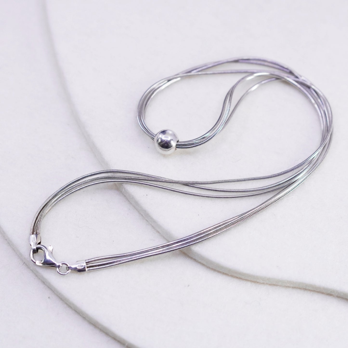 16”, Silpada Sterling 925 silver multi strands snake necklace with bead pendant