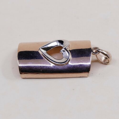 Vintage Vermeil Rose Gold sterling silver pendant, 925 Tag W/ Heart Cut Out