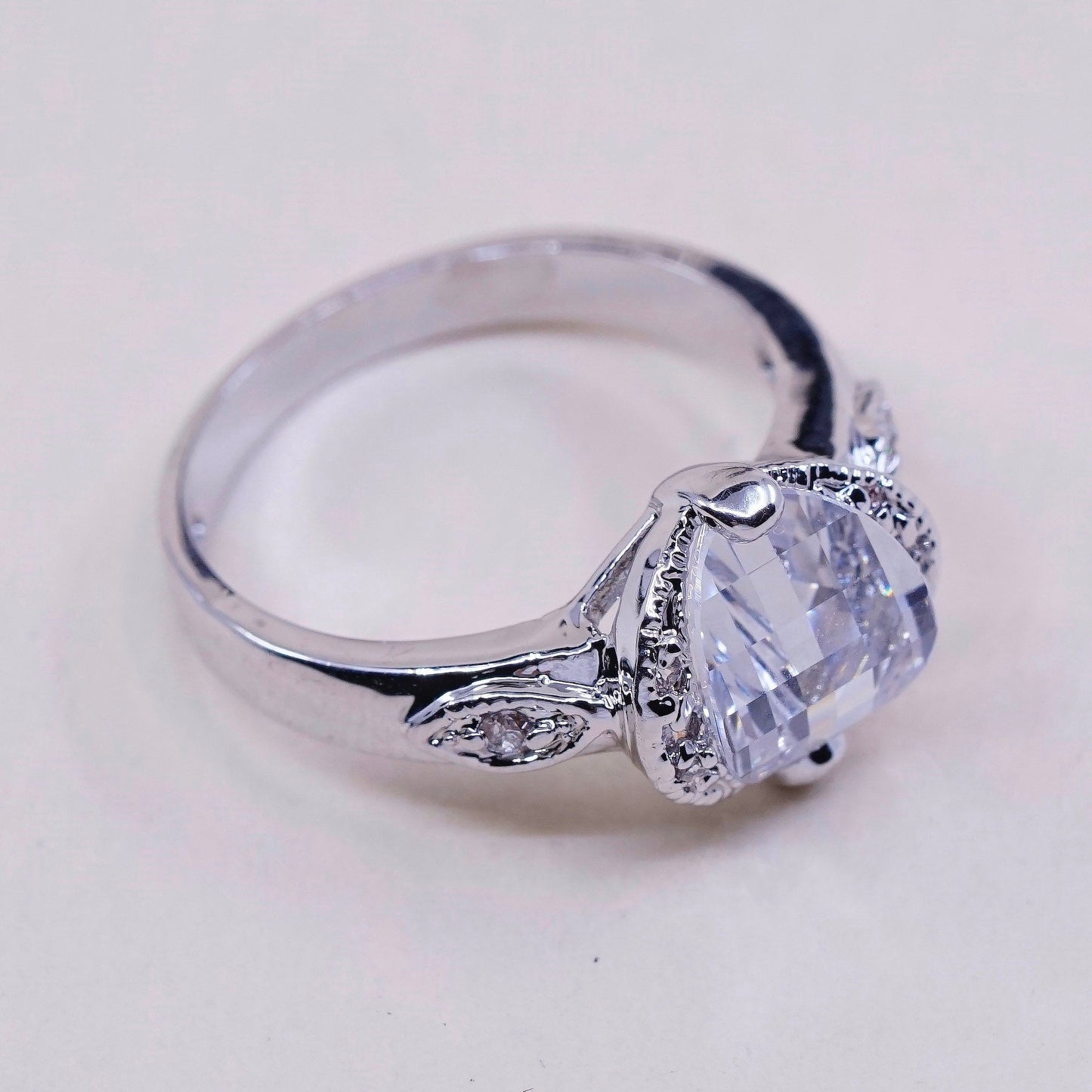 Size 8, jewelry, gold over sterling 925 silver cluster crystal engagement ring